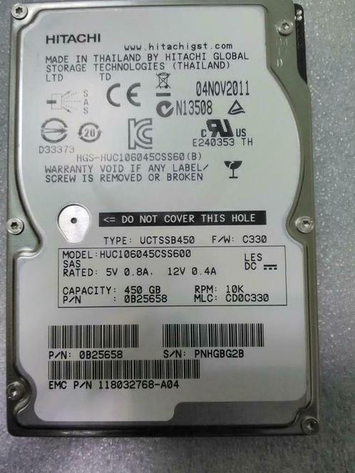 Lot de 3 HDD Hitachi  450Gb=1,35Tb  2,5'' 10K SAS, Computers en Software, Harde schijven, Gebruikt, Server, Intern, HDD, SAS, Ophalen of Verzenden