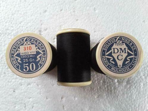 Fil coton DMC noir retors d'Alsace 50 - 25 gr  - 1353 mètres, Hobby & Loisirs créatifs, Couture & Fournitures, Neuf, Enlèvement ou Envoi
