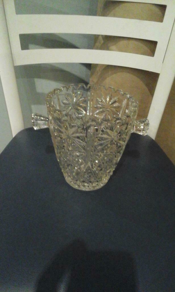 Geslepen kristallen ijsemmer met handvatten, Antiek en Kunst, Curiosa en Brocante, Ophalen of Verzenden