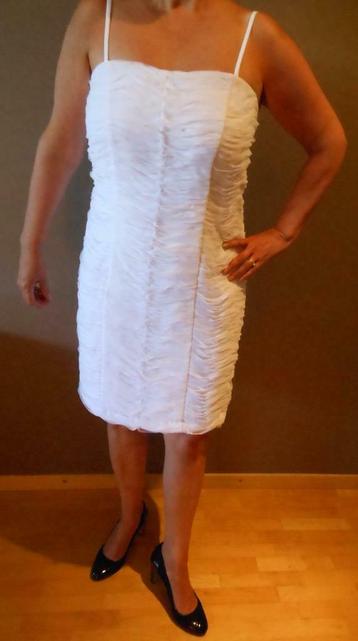 Bruidsjurk Feestjurk Nicky Vankets wit maat 42, Longueur genou, Blanc, Taille 42/44 (L), Neuf