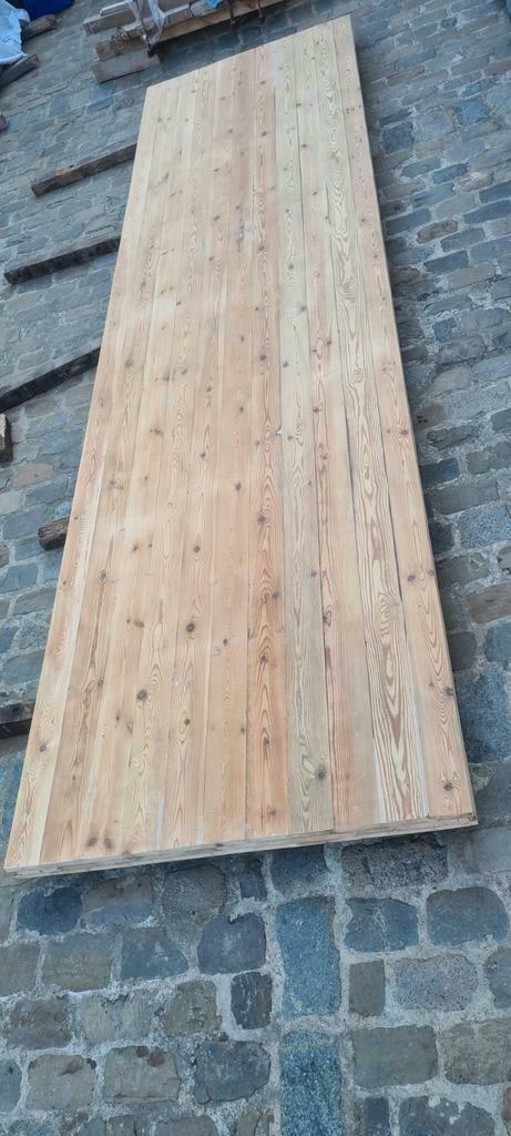 Super groot tafelblad 3.8m x 1.02m grenen pitch pine 7.5 cm, Huis en Inrichting, Tafels | Eettafels, Zo goed als nieuw, 100 tot 150 cm