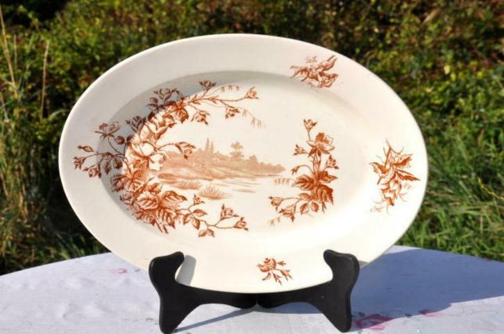 §  plat oval boch freres cotage terre de fer (1), Antiek en Kunst, Antiek | Keramiek en Aardewerk, Ophalen of Verzenden