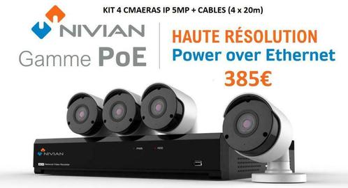 KIT 4 caméras IP 5MP POE + câbles, Audio, Tv en Foto, Videobewaking, Nieuw, Ophalen of Verzenden