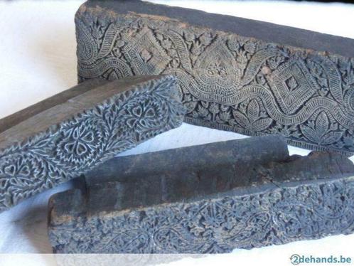 Anciens blocs de pression en tissu indien d'origine (3 blocs, Antiquités & Art, Curiosités & Brocante, Enlèvement ou Envoi