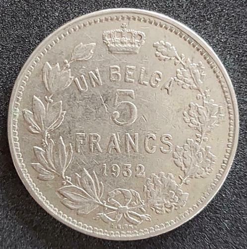 Belgium 1932 - 5 Franc/1 Belga FR - Albert I - Morin 386b/Pr, Timbres & Monnaies, Monnaies | Belgique, Monnaie en vrac, Envoi
