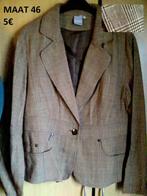 Bruin-beige blazer met blinkend streepje maat 46, Comme neuf, Beige, Taille 46/48 (XL) ou plus grande, Enlèvement ou Envoi