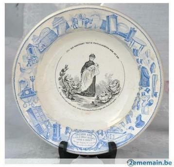ancienne assiette publicitaire faience épaisse, Enlèvement ou Envoi