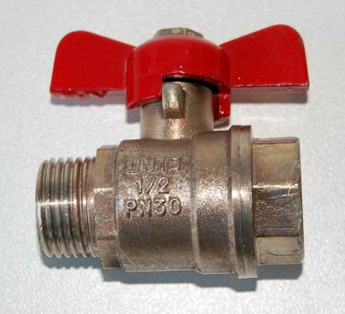 Vanne boisseau sphérique - poignée papillon PN30, Doe-het-zelf en Bouw, Sanitair, Gebruikt, Kraan, Chroom, Ophalen of Verzenden
