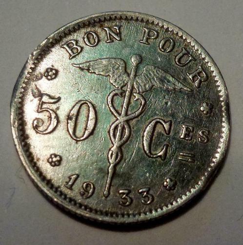 1933 Belgique Jeton 50 Cts, Timbres & Monnaies, Pièces & Médailles, Autres matériaux, Envoi
