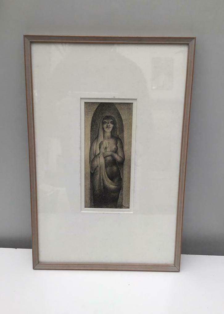 Originele tekening kunstenaar Gustaaf de Bruyne De Nacht, Antiek en Kunst, Kunst | Tekeningen en Fotografie, Ophalen of Verzenden