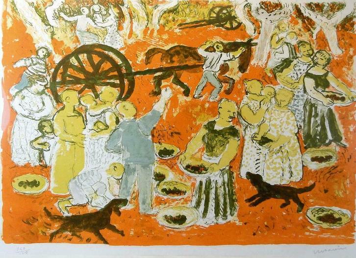 kleurenlithografie Maurice Savin, Antiek en Kunst, Kunst | Litho's en Zeefdrukken, Ophalen of Verzenden