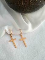 Nouvelles boucles d'oreilles artisanales dorées croix, Autres matériaux, Puces ou Clous, Enlèvement ou Envoi, Neuf