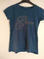 GUESS blauw t-shirt 14 j met steentjes, Kinderen en Baby's, Meisje, Gebruikt, Ophalen of Verzenden, Shirt of Longsleeve