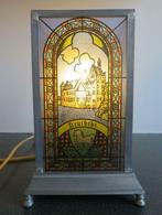 Tafellamp in glas in lood - gemeente Kruibeke, Minder dan 50 cm, Ophalen of Verzenden, Zo goed als nieuw, Glas