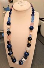 Te koop: UNIEK,NIEUW!! Mooie lange blauwe halsketting., Ophalen of Verzenden, Nieuw, Blauw, Steen of Mineraal