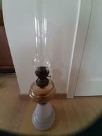 antieke olielamp / tafellamp, Huis en Inrichting, Lampen | Tafellampen, Glas, Gebruikt, 50 tot 75 cm, Ophalen