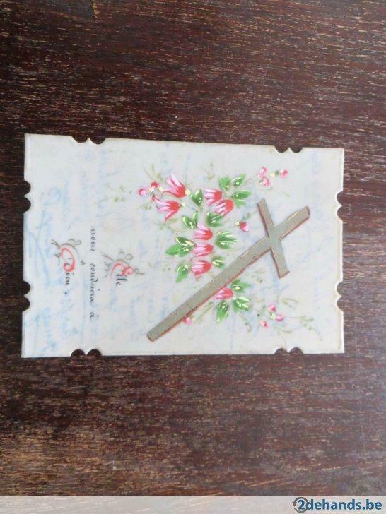 Ancienne impression de prière sur papier parchemin scellé d', Collections, Images pieuses & Faire-part, Image pieuse, Enlèvement ou Envoi