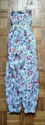 Fleurige zomerse jumpsuit onesie wit fijne bloemmetjes 140, Kinderen en Baby's, Kinderkleding | Maat 140, Broek, MET, Gebruikt
