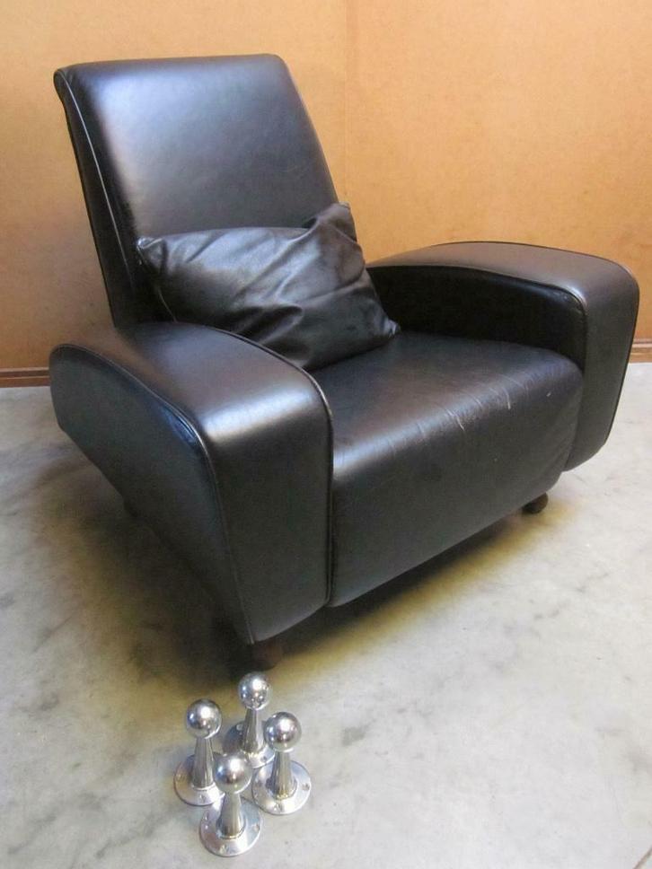 Vintage Design Fauteuil Uniek meubelstuk, Huis en Inrichting, Fauteuils, Gebruikt, Leer, Metaal, Overige materialen, 75 tot 100 cm