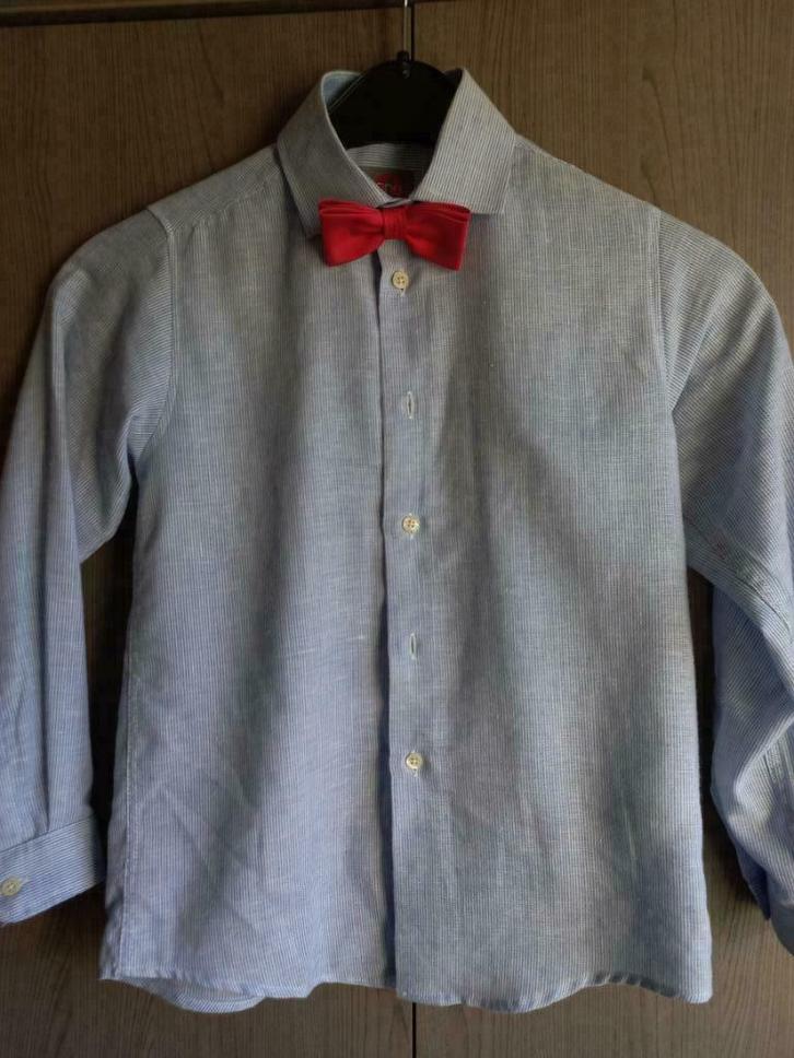 Mooi gekleed hemd met lange mouwen + strikje ( 8 jaar ), Kinderen en Baby's, Kinderkleding | Maat 128, Nieuw, Jongen, Overhemd of Blouse