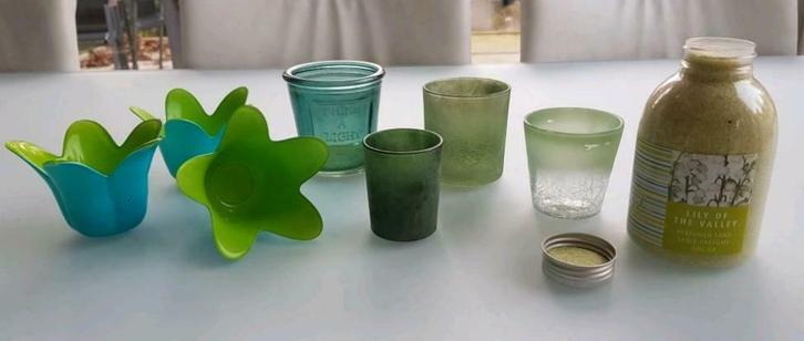 Kaarsenhouders en decoratiezand, Huis en Inrichting, Woonaccessoires | Kandelaars en Kaarsen, Gebruikt, Kandelaar, Ophalen of Verzenden