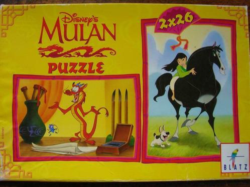 Kinderpuzzel 2 x 26 st Mulan ACTIE, Kinderen en Baby's, Speelgoed | Kinderpuzzels, Zo goed als nieuw, 2 tot 4 jaar, 10 tot 50 stukjes