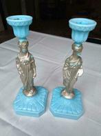 2 antieke kandelaars, Ophalen, Glas