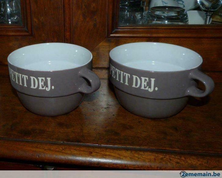 Deux grandes tasses "Petit déjeuner" ou soupe en faïence, Maison & Meubles, Cuisine | Ustensiles de cuisine, Neuf, Enlèvement ou Envoi
