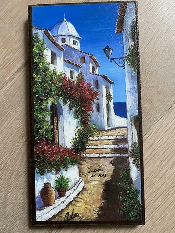 Nieuw schilderij van Lloret De Mar 20cm op 10cm, Neuf, Moins de 50 cm, Enlèvement ou Envoi, Création originale