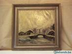 schilderij op doek, brug over water, Antiek en Kunst, Kunst | Schilderijen | Modern, Ophalen