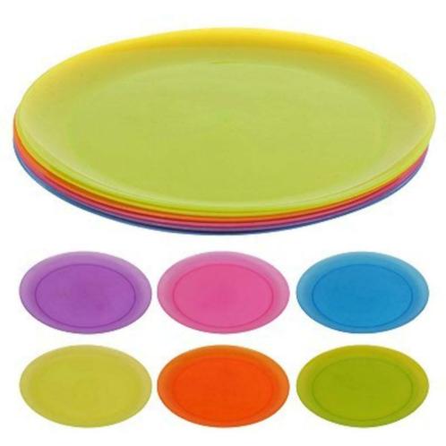 Plastic borden bordjes set gekleurd 6 stuks, Maison & Meubles, Cuisine | Vaisselle, Neuf, Assiettes(s), Autres matériaux, Enlèvement ou Envoi
