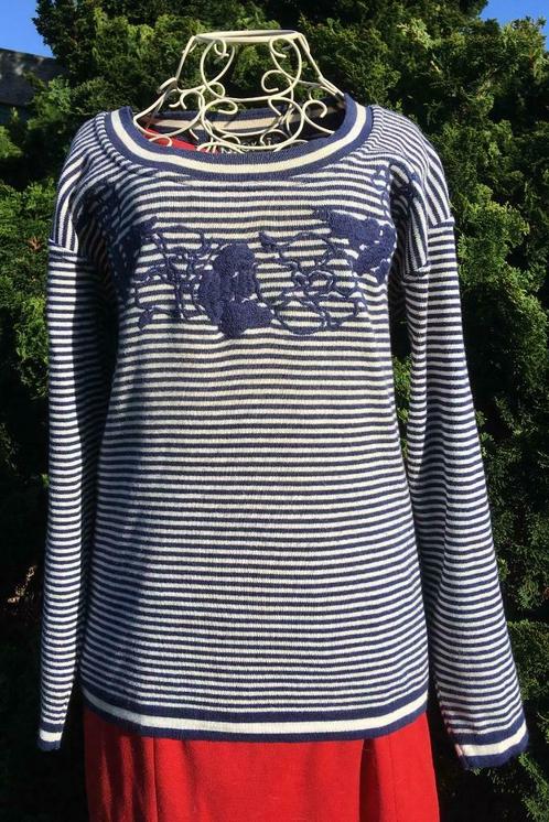 Vintage, bretons shirt blauw/wit gestreept van Kookaï, Kleding | Dames, Topjes, Gedragen, Maat 38/40 (M), Blauw, Lange mouw, Ophalen of Verzenden