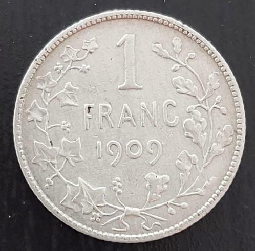 Belgium 1909- 1 Fr FR Zilver/Brede Baard/Leopold II/Mor 200a, Postzegels en Munten, Munten | België, Losse munt, Zilver, Zilver