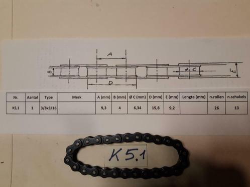 Aandrijfketting 3/8" x 3/16" voor dynamo of magneet, Motos, Pièces | Oldtimers & Ancêtres, Neuf, Envoi