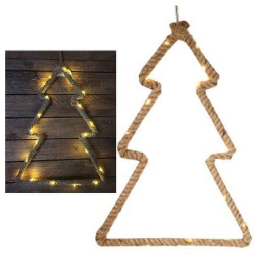 Kersthanger touw kerstboom met licht 18 leds 41 cm, Divers, Noël, Neuf, Enlèvement ou Envoi