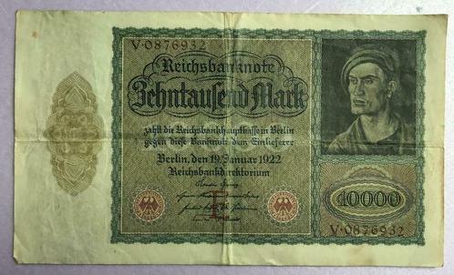 Billet 10000 Mark - année 1922 - Allemagne, Timbres & Monnaies, Billets de banque | Europe | Euros, Allemagne, Envoi