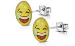 Emoji "gezicht met tranen van vreugde" stalen oorstekers, Handtassen en Accessoires, Nieuw, Verzenden