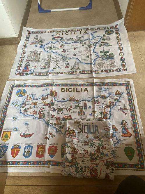 Oude set van 2 grote handdoeken en 1 sicilia schort, Verzamelen, Postkaarten | Buitenland