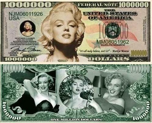 USA Marilyn Monroe 1 Million Dollar bankbiljet - UNC - Crisp, Postzegels en Munten, Bankbiljetten | Amerika, Los biljet, Noord-Amerika