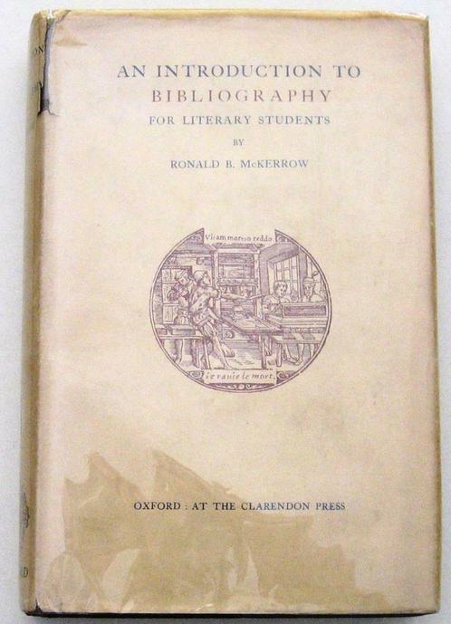 Introduction to Bibliography 1928 McKerrow Bibliografie, Antiquités & Art, Antiquités | Livres & Manuscrits, Enlèvement ou Envoi