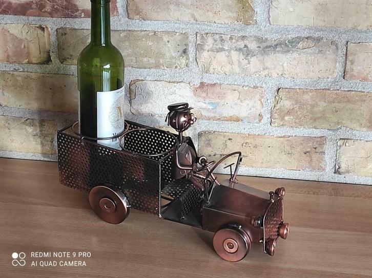 Koperen flessenhouder, vrachtauto met bestuurder >  foto's., Antiek en Kunst, Antiek | Brons en Koper, Koper, Ophalen of Verzenden