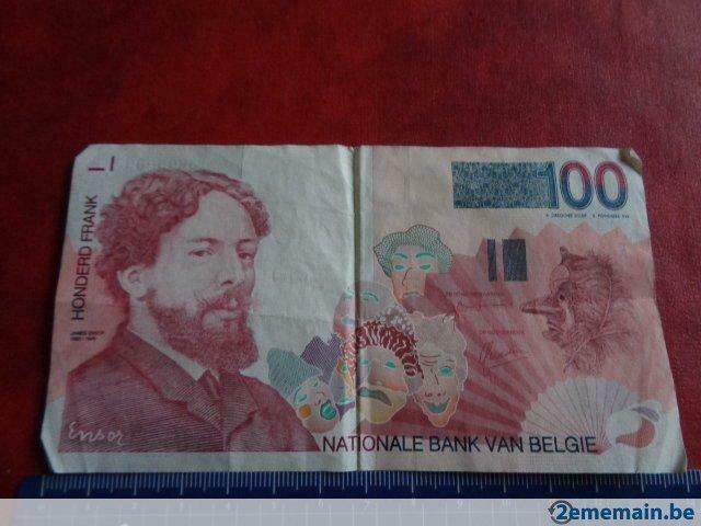 Billet de banque . "BELGIQUE". 100 francs., Collections, Collections Autre, Utilisé, Envoi
