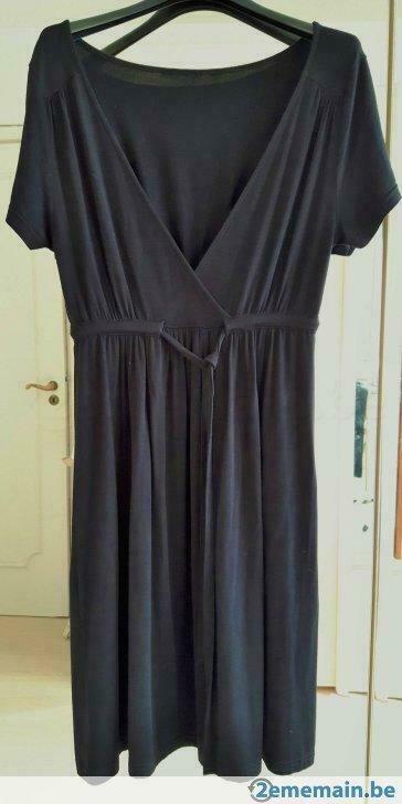robe en coton noir manche courte décolleté croisé+ceinture, Vêtements | Femmes, Robes, Neuf