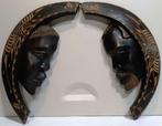 Art Africain Paire de masque demi-lune, couple en bois., Enlèvement ou Envoi