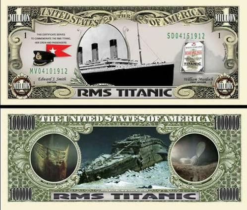 USA Titanic 1 Million US Dollar bankbiljet - UNC - Crisp, Postzegels en Munten, Bankbiljetten | Amerika, Los biljet, Noord-Amerika