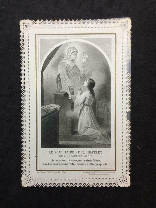 Image Pieuse Dentelle Le Scapulaire et le Chapelet, Collections, Images pieuses & Faire-part, Image pieuse, Enlèvement ou Envoi