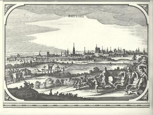 1660 - 1979 - Vue de Bruxelles / Brussel - Nicolaas Visscher, Antiek en Kunst, Kunst | Etsen en Gravures, Ophalen of Verzenden