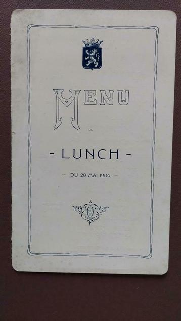 Heel oude menu Stad Gent 1906. Salons de la Taverne St-Jean