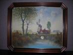 Prachtige houten kader met schilderij, Ophalen of Verzenden, Schilderij