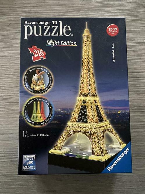 Eiffeltoren - Ravensburger 3D Night Edition, Hobby en Vrije tijd, Denksport en Puzzels, Zo goed als nieuw, Rubik's of 3D-puzzel